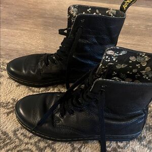Dr. Martens Stratford lace-up leather Boots Womens US 7 Black Floral Lined